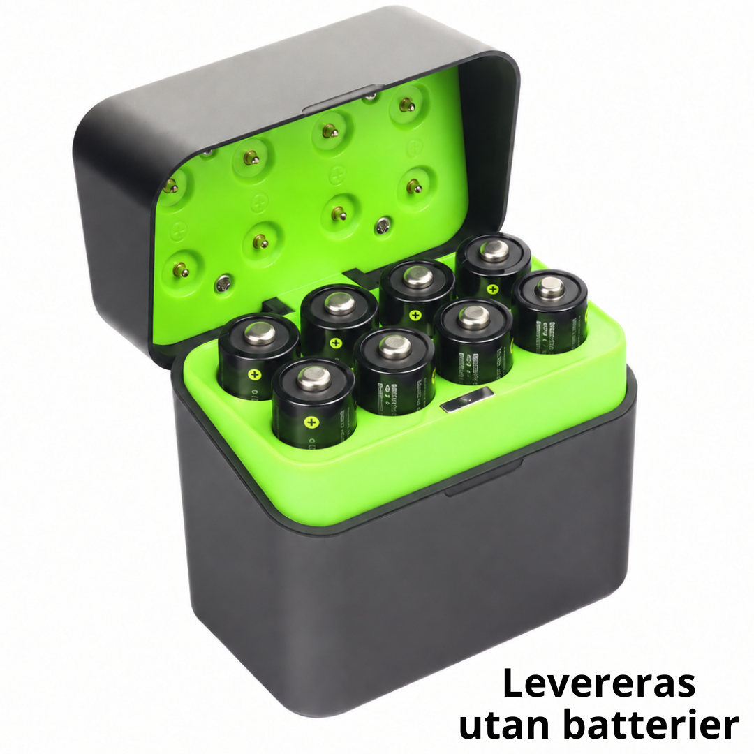 Portabel USB-C-laddbox för 8st AA-batterier