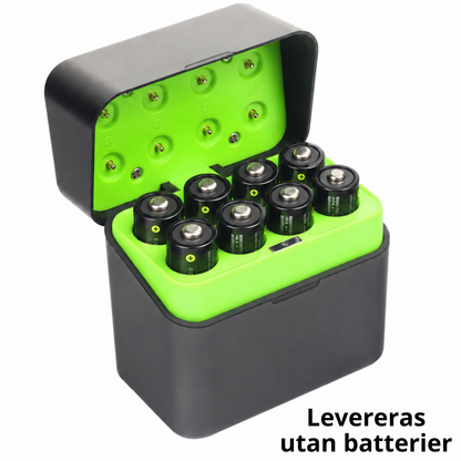 Portabel USB-C-laddbox för 8st AA-batterier